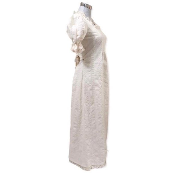 Vintage 1970s Ivory Cotton Prairie Dress - Picture 2 of 10